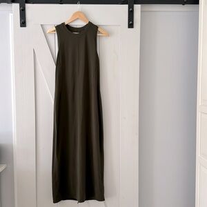 Olive green fitted lululemon maxi dress